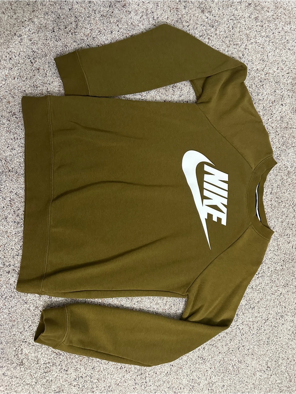 Nike Olive Green Crewneck Sweatshirt with White Swoosh